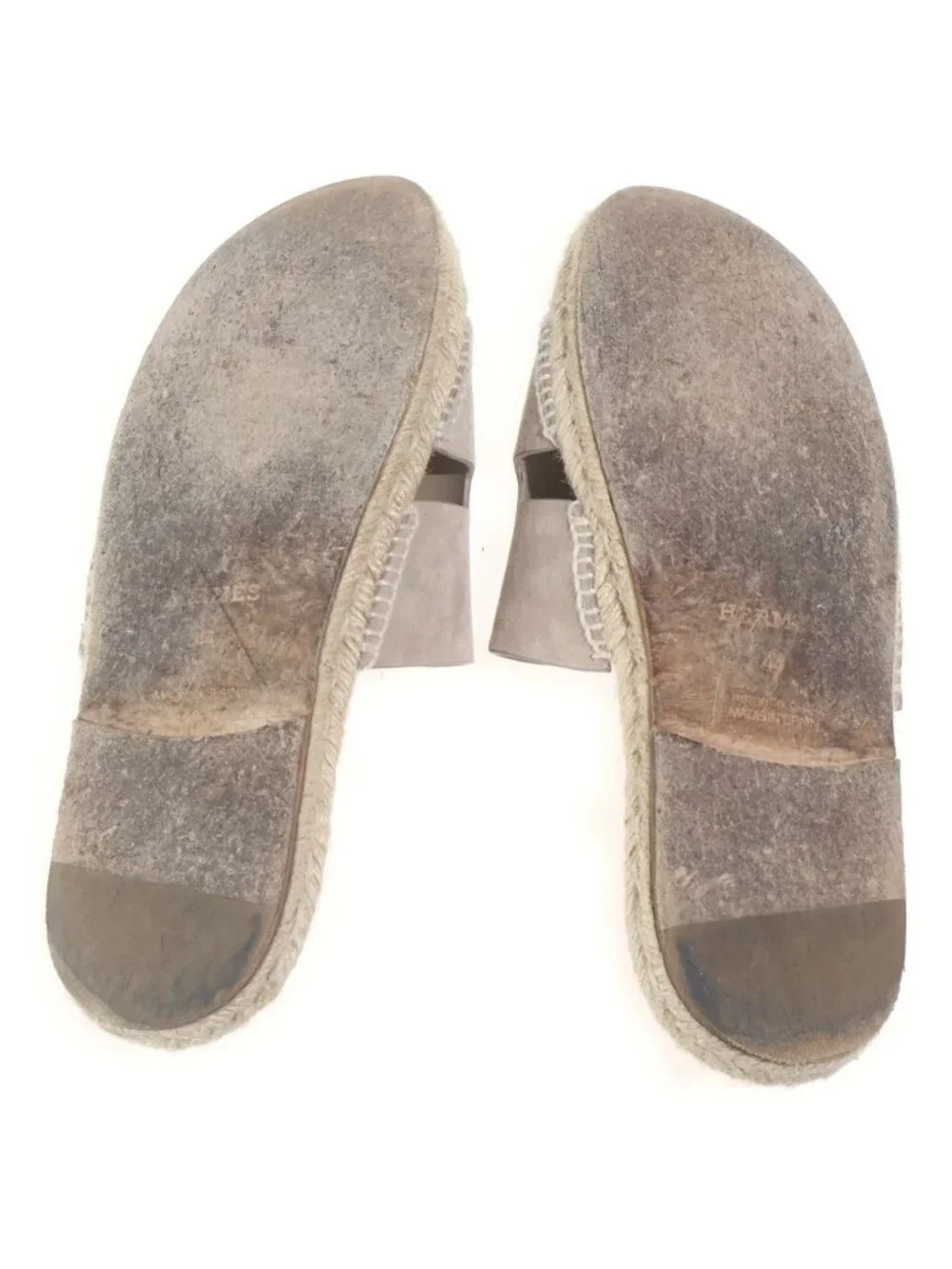 Hermes Espadrilles Antigua Sandals Chevre Velours Rope Sole H Logo Beige